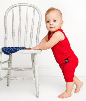 Change-A-Roo™ Front Opening Tank Shortie Romper in Ribbed Cherry Blaze