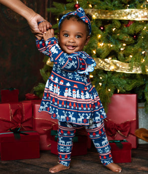 Switch-A-Roo™ Reversible Opening Twirl Romper in Nordic Winter