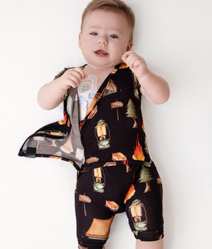 Wrap-A-Roo™ Wrap Opening Romper in Little Explorer