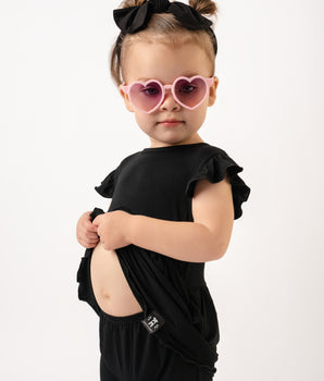 Switch-A-Roo™ Reversible Opening Twirl Romper in Jet Black