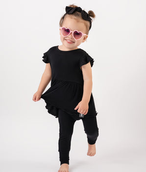 Switch-A-Roo™ Reversible Opening Twirl Romper in Jet Black