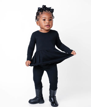 Switch-A-Roo™ Reversible Opening Twirl Romper in Jet Black