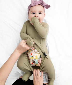 Front Opening Ready Set Romper® in Ribbed Pistachio