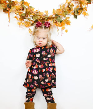 Switch-A-Roo™ Reversible Opening Twirl Romper in OG Harvest Dragon