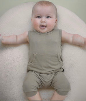 FINAL SALE Change-A-Roo™ Front Opening Tank Shortie Romper in Ribbed Moss