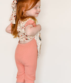 Switch-A-Roo™ Reversible Opening Twirl Shortie Romper in Mermaid Lagoon & Ribbed Just Peachy