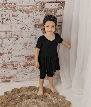 Switch-A-Roo ™ Reversible Opening Shortie Twirl Romper in Jet Black