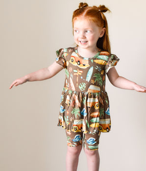 Switch-A-Roo™ Reversible Opening Twirl Romper in Surf's Up