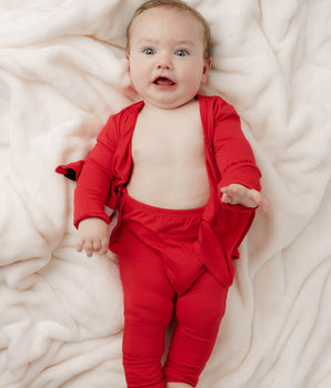 Wrap-A-Roo™ Wrap Opening Romper in Pomegranate