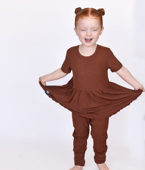 Switch-A-Roo™ Reversible Opening Twirl Romper in Milk Chocolate