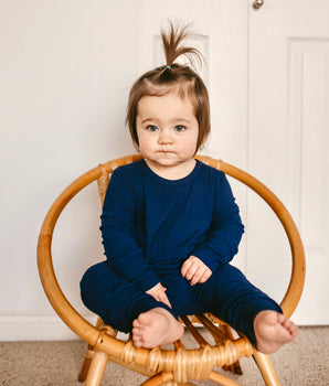 Front Opening Romper in Ribbed Into the Blue