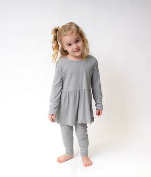 Switch-A-Roo™ Reversible Opening Twirl Romper in Eucalyptus Grey