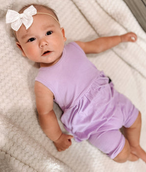 Switch-A-Roo™ Reversible Opening Tank Twirl Romper in Ribbed Lavender Mist