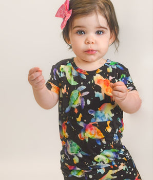 Change-A-Roo™ Front Opening Shortie Romper in Turtley Awesome