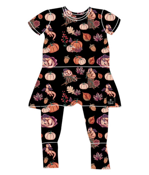 PRE-ORDER Switch-A-Roo™ Reversible Opening Twirl Romper in OG Harvest Dragon